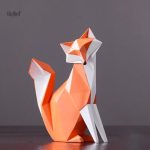 Renard en origami blanc, pièce unique pour la décoration intérieure