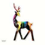 Statue origami cerf en daim décorative