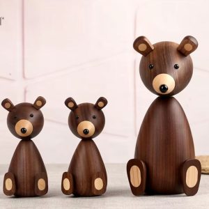 Ours décoratif en bois, style nordique, 12 cm