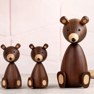 Ours en bois, style nordique, 20 cm, objet décoratif unique