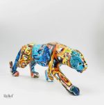 Statue Panthère graffiti en résine 14 cm