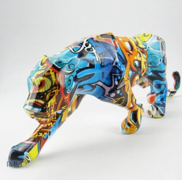 Statue en résine de panthère artistique, 14 cm