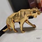 Figurine panthère dorée en résine, style origami