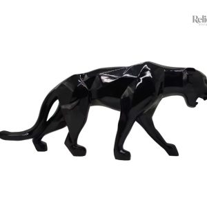 Statue Panthère Origami en résine noire 70 cm