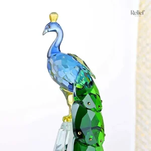 Statue paon en cristal décorative 24 cm