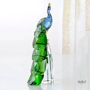 Sculpture design paon en cristal pour décoration intérieure