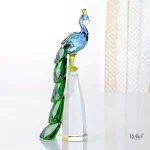 Artisanat en cristal : statue paon 24 cm moderne
