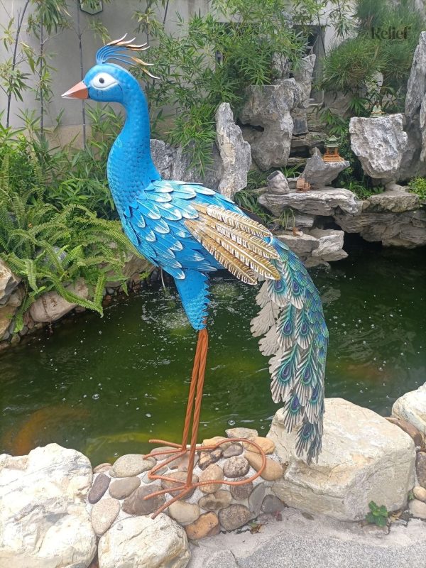 statue-paon-en-metal-101-cm-1 Statue Paon en métal 101 cm, élégante décoration d'intérieur