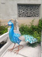 Statue Paon en métal 62 cm, décoration artistique en métal