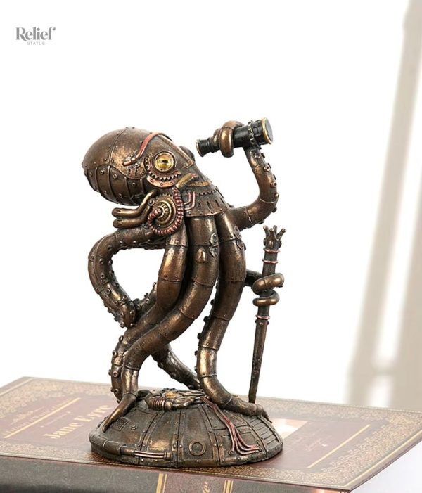 Statue pieuvre steampunk 18 cm en métal décoratif