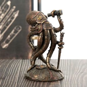 Détail d'une statue de pieuvre steampunk au design unique