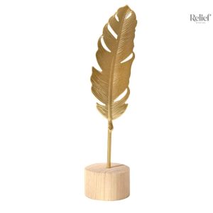 Statue Plume en Métal Doré - Décoration Scandinave 20 cm