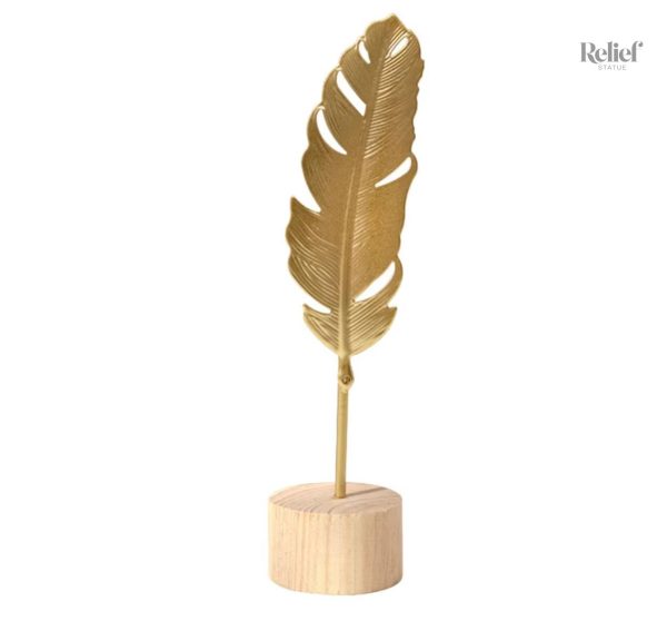 Statue Plume en Métal Doré - Décoration Scandinave 20 cm