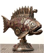 Statue de poisson steampunk 23 cm, décoration originale