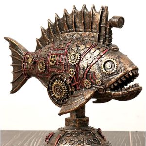 Statue de poisson steampunk 23 cm, décoration originale