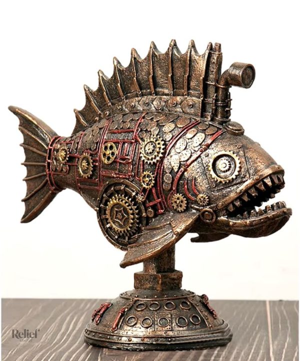 statue-poisson-steamunk-23-cm-1 Statue de poisson steampunk 23 cm, décoration originale