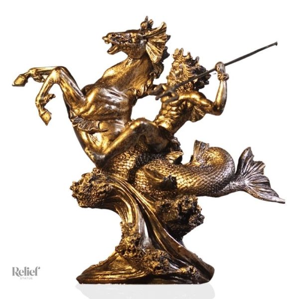 Statue de Poséidon Cheval 28 cm, décor grecs classique
