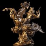 Statue grecque de Poséidon, représentation équestre élégante
