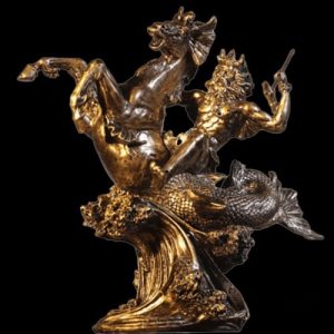Statue grecque de Poséidon, représentation équestre élégante