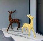 Statue Renne Origami en bois, 24 cm, décor moderne