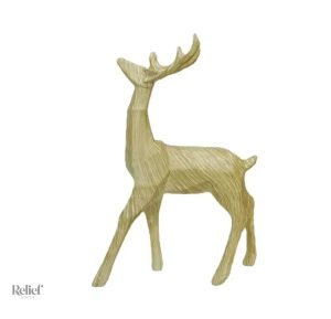 Renne en bois sculpté, style origami, 24 cm de hauteur