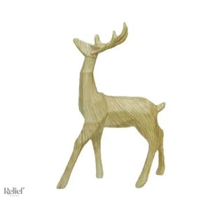 Renne en bois sculpté, style origami, 24 cm de hauteur