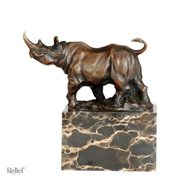 Statue en bronze véritable, rhinocéros, 19 cm de hauteur