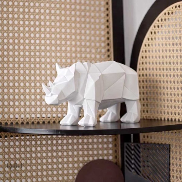 Rhinocéros en origami, sculpture moderne pour décoration intérieure