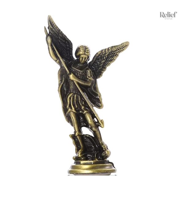 Miniature en zinc de Saint Michel, statue de protection