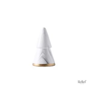 Statue sapin nordique blanc et doré 13 cm