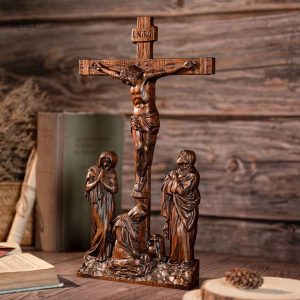 Statue en bois de la crucifixion de Jésus Christ, 25 cm