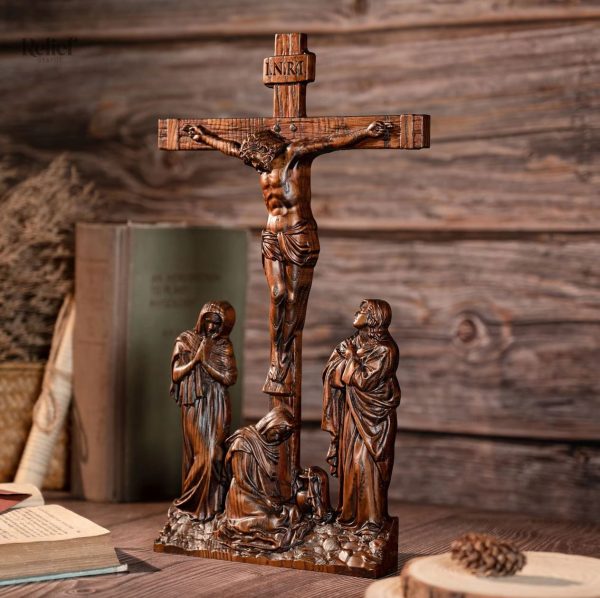 Statue en bois de la crucifixion de Jésus Christ, 25 cm