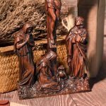 Figurine en bois de Jésus crucifié, art religieux 25 cm