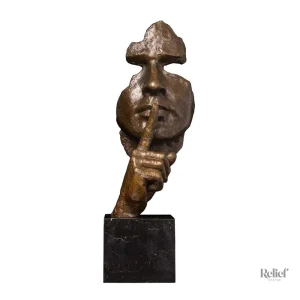 Statue en bronze véritable, Silence, 50 cm de haut