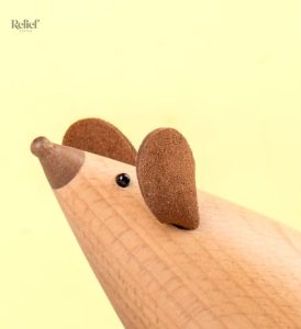 Sculpture bois souris, style nordique, objet déco 6 cm
