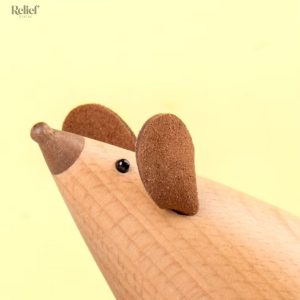 Sculpture bois souris, style nordique, objet déco 6 cm