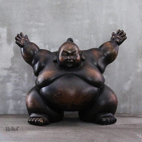Décoration intérieure : statue homme sumo en bois
