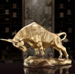 Statue taureau doré 20 cm, décoration intérieure élégante