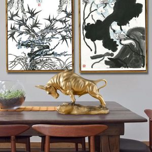 Décoration taureau doré 20 cm, style moderne et raffiné