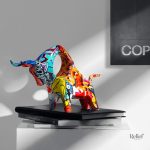 Statue moderne de taureau, idéale pour une ambiance dynamique