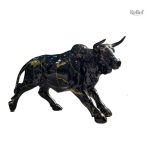 Statue de taureau noir en résine 18 cm