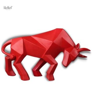 Statue Taureau Origami 19 cm décorative en résine