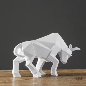 Statue Taureau Origami 19 cm en décoration contemporaine
