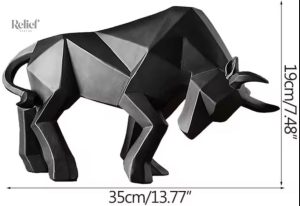 Sculpture taureau 19 cm, design origami élégant et unique