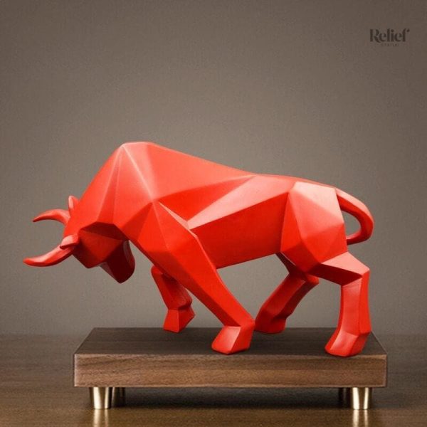 Origami taureau, sculpture contemporaine en résine