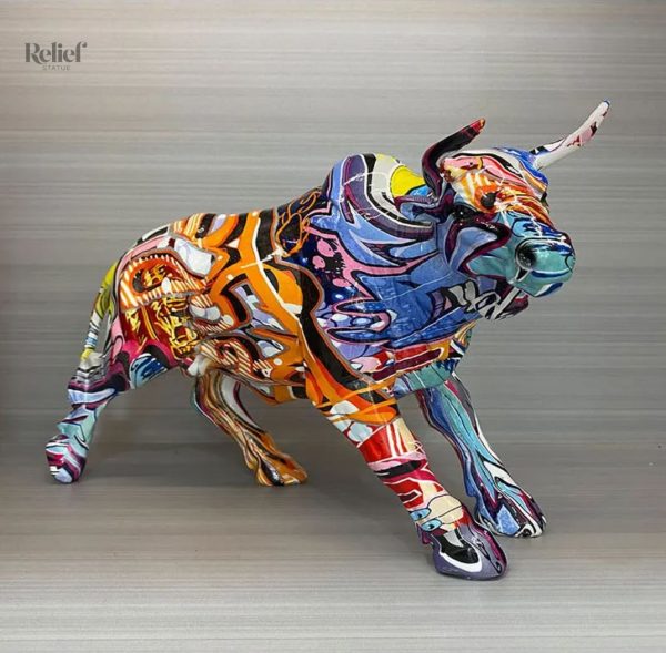 statue-taureau-resine-18-cm-1 Statue Taureau graffiti en résine 18 cm