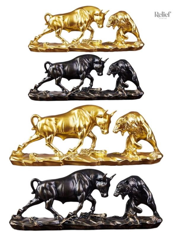 Figurine artistique Taureau et Ours, 15 cm, style contemporain