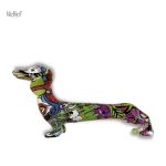 Statue Chien Teckel Multicolore décorative pour intérieur