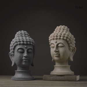 Tête de Bouddha, sculpture contemporaine en pierre
