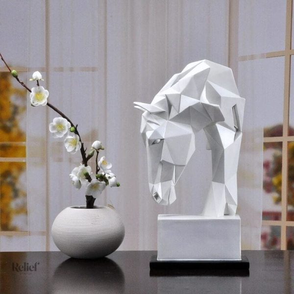 Tête de Cheval en origami, sculpture artistique moderne